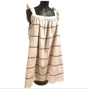 English Factory M/L Mini Swing Dress Ruffle Flutter Sleeves Rick-Rack Pockets